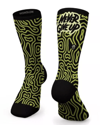 Meias desportivas NEVER GIVE UP | Green - TugaSox Fitness Store