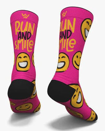 Meias Desportivas RUN AND SMILE - Pink - TugaSox Fitness Store