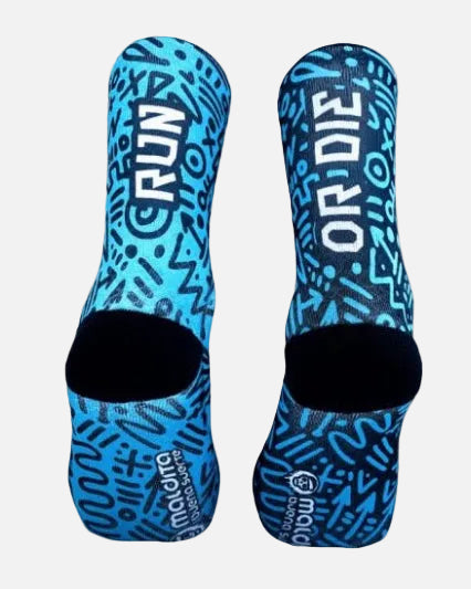 Meias Desportivas RUN OR DIE | Blue - TugaSox Fitness Store
