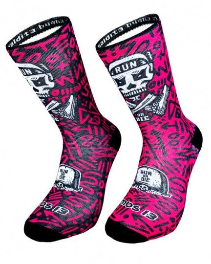 Meias Desportivas RUN OR DIE | Pink - TugaSox Fitness Store