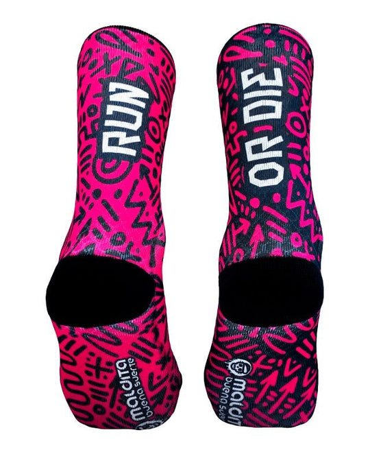 Meias Desportivas RUN OR DIE | Pink - TugaSox Fitness Store