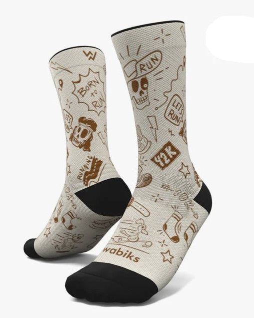 Meias Desportivas RUN TATTOO - | Sand - TugaSox Fitness Store