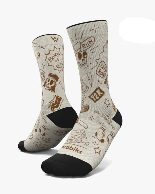 Meias Desportivas RUN TATTOO - | Sand - TugaSox Fitness Store