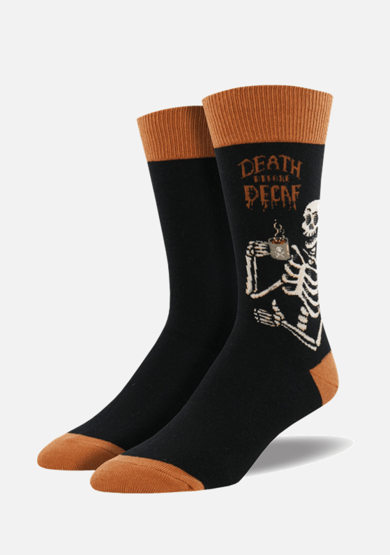 Meias MASCULINAS Death Before Decaf - TugaSox Fitness Store