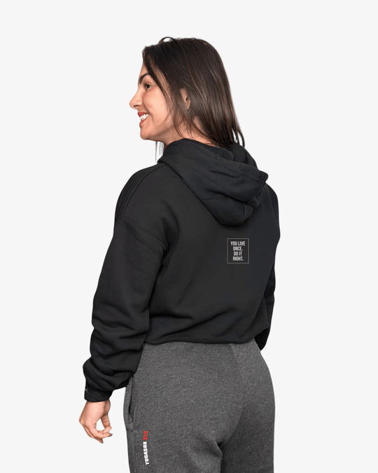 MOVE.EASY - LIFE. Crop Hoodie | Black - TugaSox Fitness Store