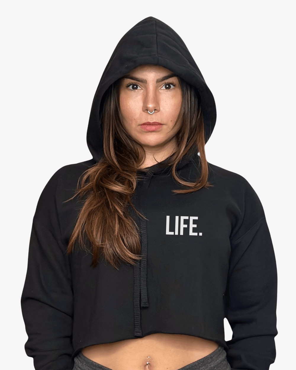 MOVE.EASY - LIFE. Crop Hoodie | Black - TugaSox Fitness Store