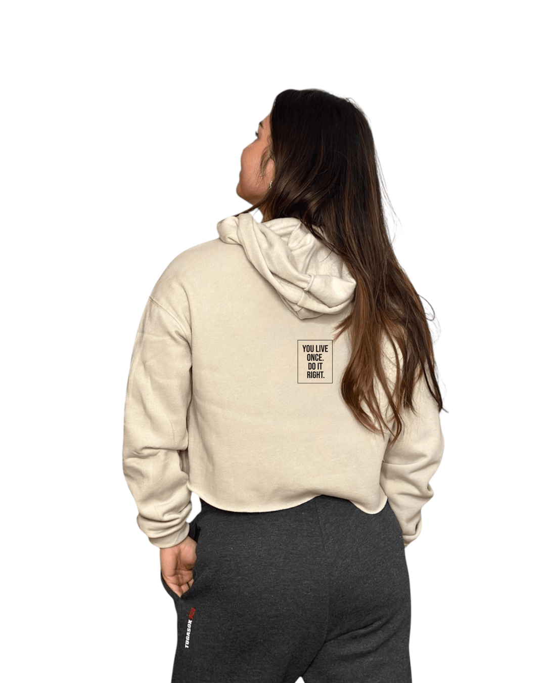 MOVE.EASY - LIFE. Crop Hoodie | Sand - TugaSox Fitness Store
