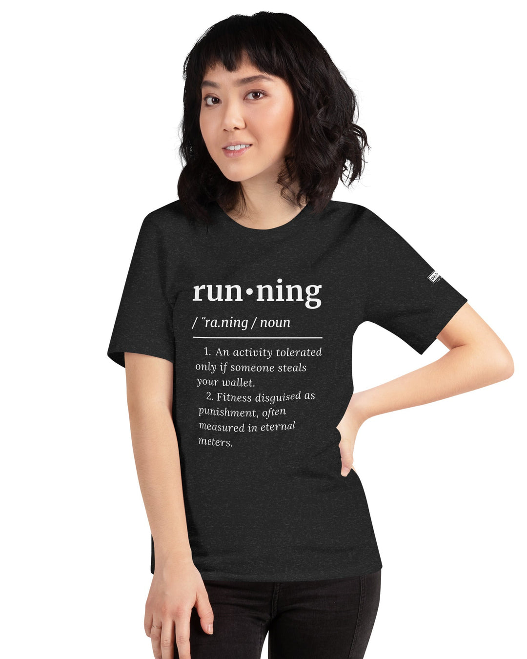 runing definition tee - front - dark grey