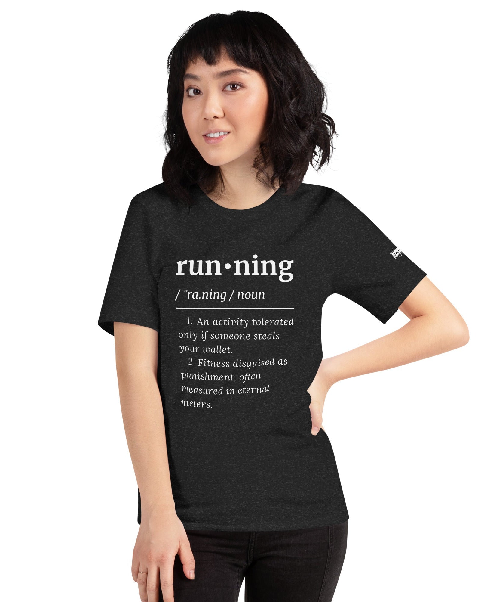runing definition tee - front - dark grey