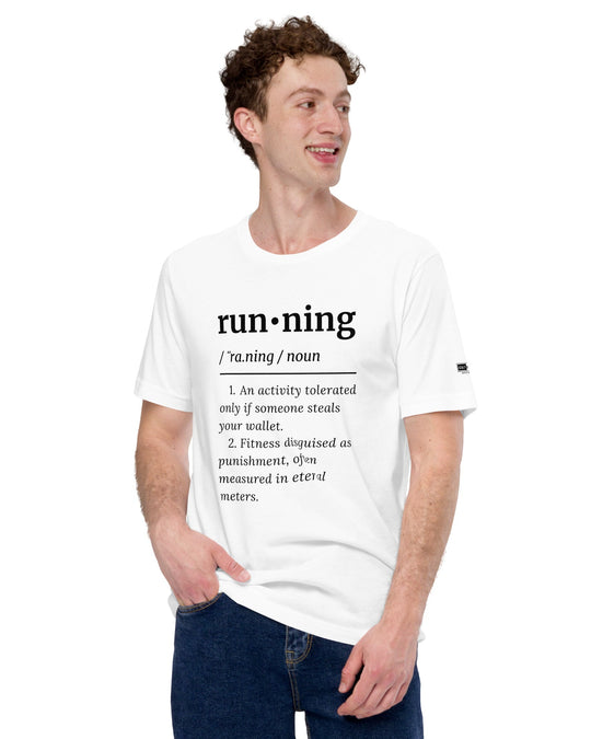 running definition tee frente white