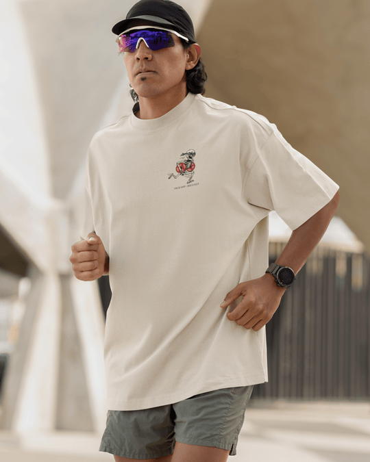 T-shirt Oversize FOREVER GAINS –Sand | False Grip x TugaSox - TugaSox Fitness Store