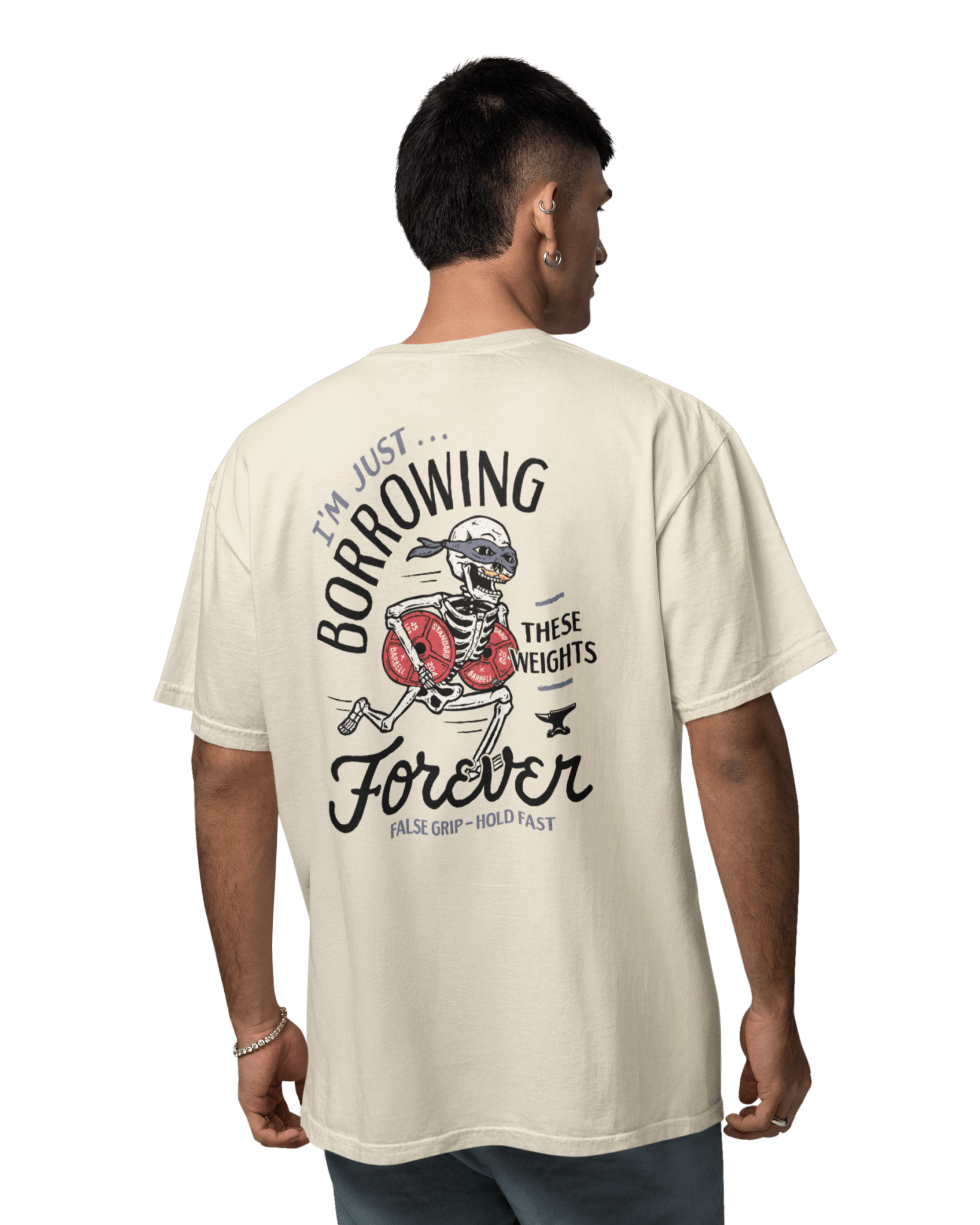 T-shirt Oversize FOREVER GAINS –Sand | False Grip x TugaSox - TugaSox Fitness Store