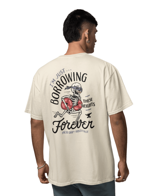 T-shirt Oversize FOREVER GAINS –Sand | False Grip x TugaSox - TugaSox Fitness Store