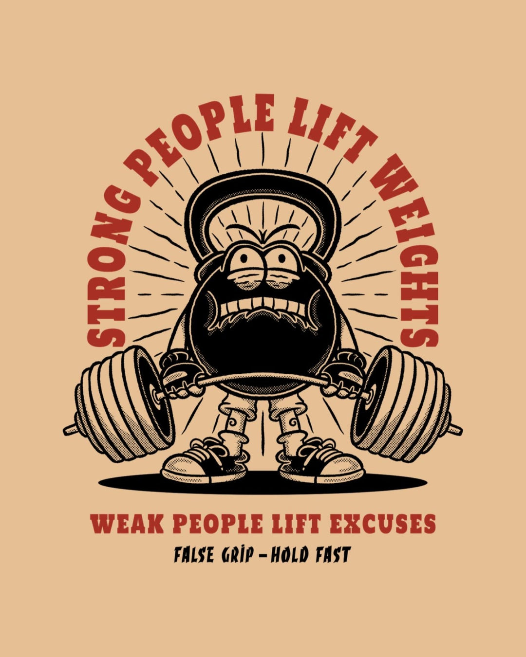 T-shirt Oversize STRONG PEOPLE – U. Bege | False Grip x TugaSox - TugaSox Fitness Store