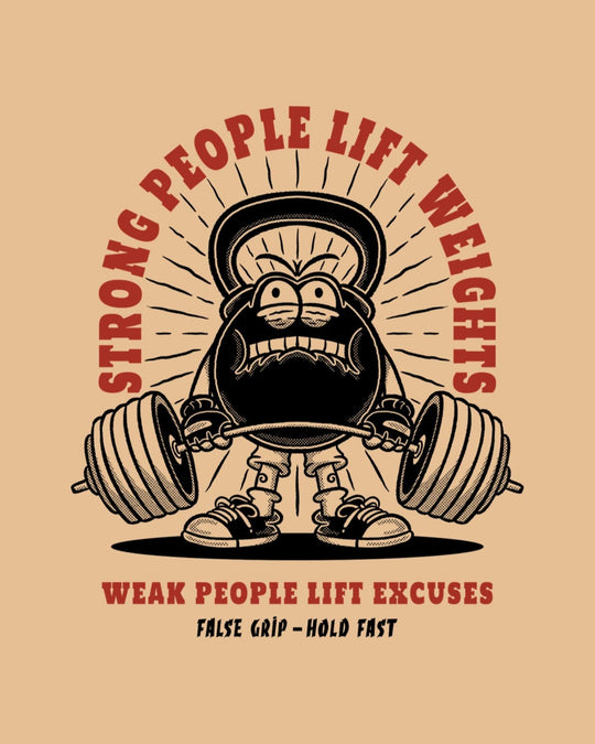 T-shirt Oversize STRONG PEOPLE – U. Bege | False Grip x TugaSox - TugaSox Fitness Store