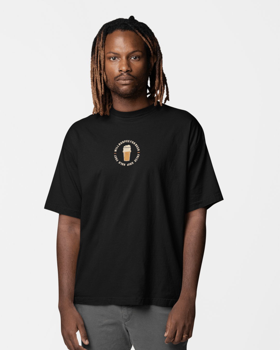 T-shirt Oversize WILL BURPEE FOR BEER – BLACK | False Grip x TugaSox - TugaSox Fitness Store