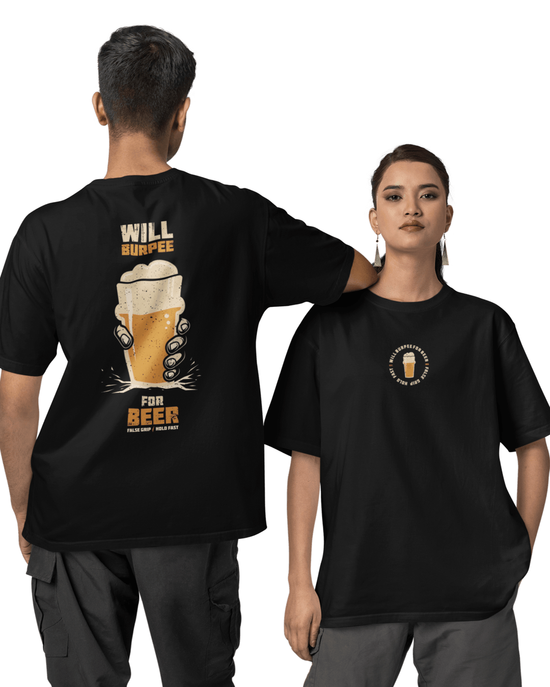 T-shirt Oversize WILL BURPEE FOR BEER – BLACK | False Grip x TugaSox - TugaSox Fitness Store
