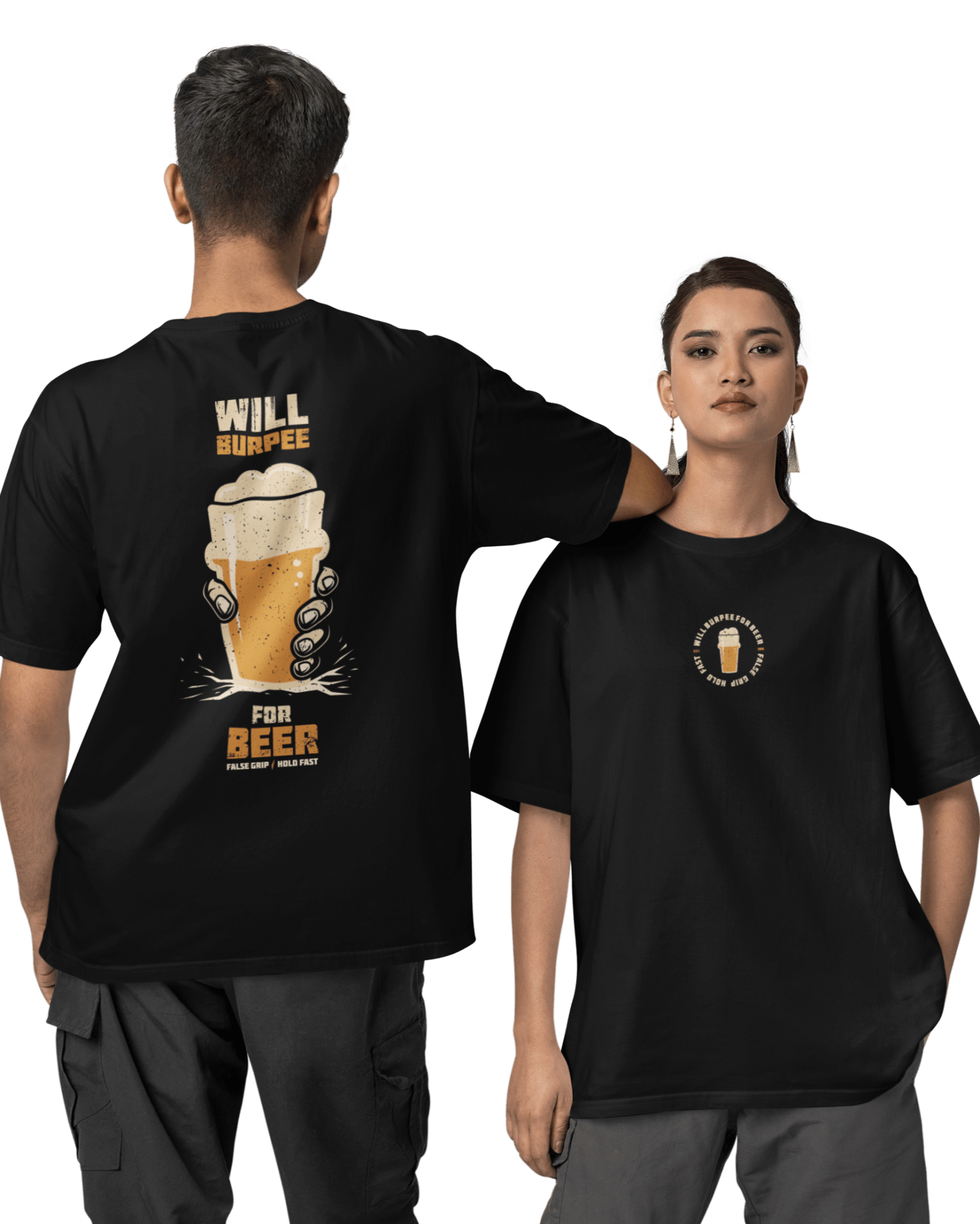 T-shirt Oversize WILL BURPEE FOR BEER – BLACK | False Grip x TugaSox - TugaSox Fitness Store