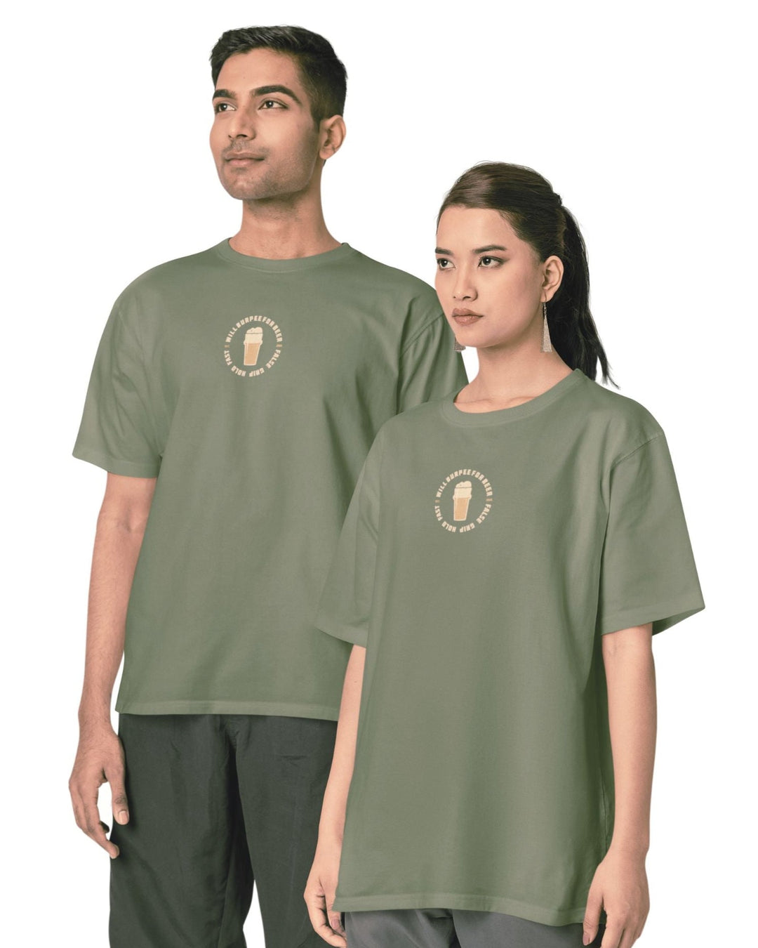 T-shirt Oversize WILL BURPEE FOR BEER – OLIVE | False Grip x TugaSox - TugaSox Fitness Store