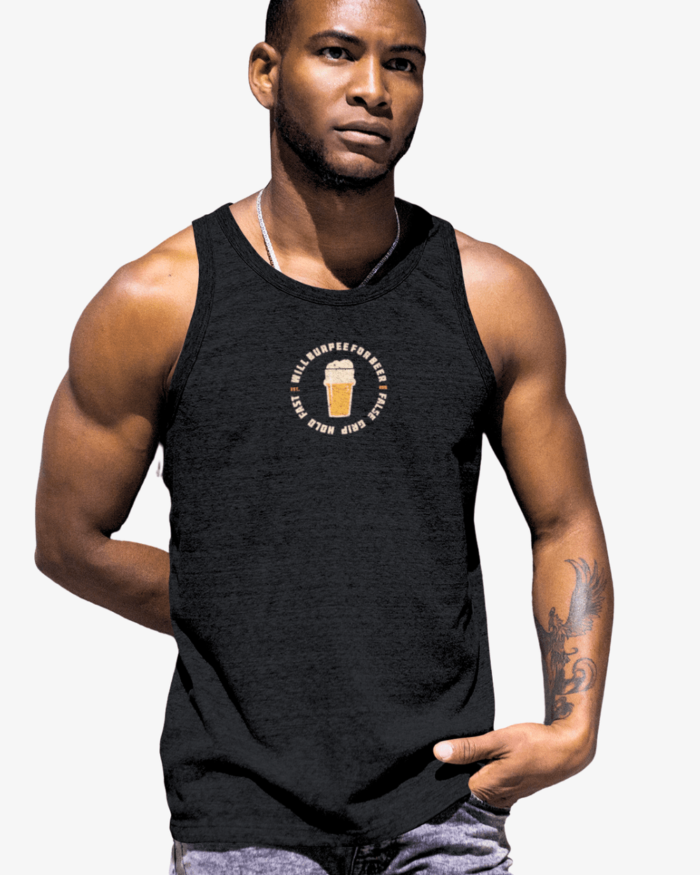 Tank WILL BURPEE FOR BEER – Black | False Grip x TugaSox - TugaSox Fitness Store