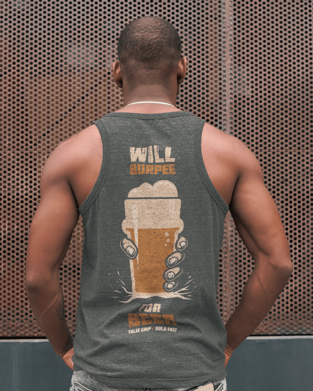 Tank WILL BURPEE FOR BEER – Olive | False Grip x TugaSox - TugaSox Fitness Store