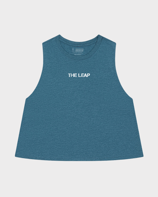 Crop tank personalizado the leap frente teal
