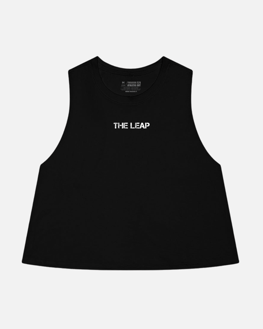 Crop tank personalizado the leap frente black