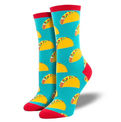 Tacos Socks (Blue) - Ladies Crew socks