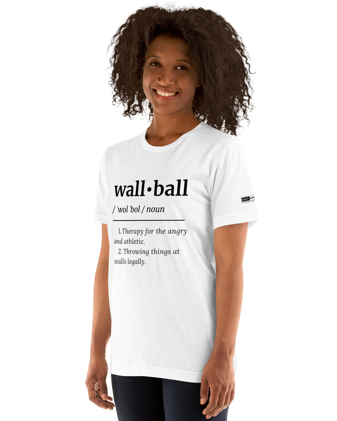 wall ball definition unisex tee  frente lateral branco