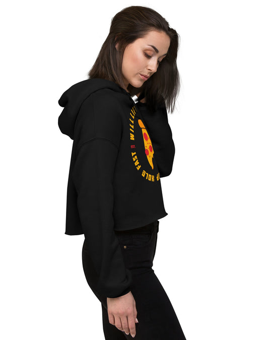will lift for pizza crop hoodie BLACK FRENTE