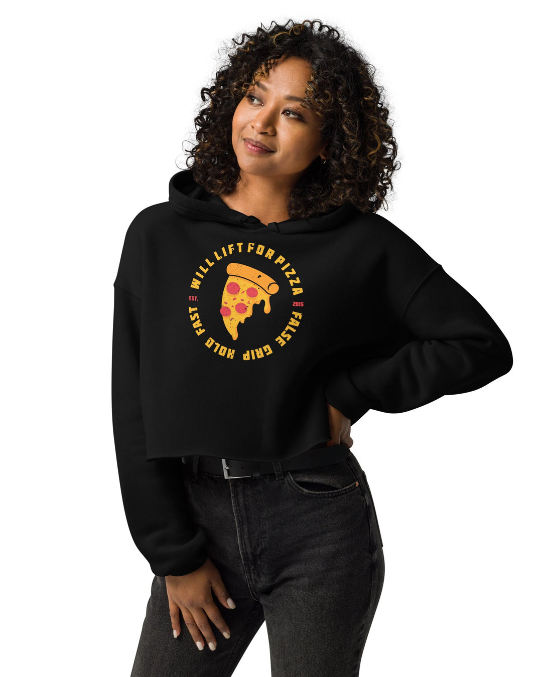 will lift for pizza crop hoodie MODEL