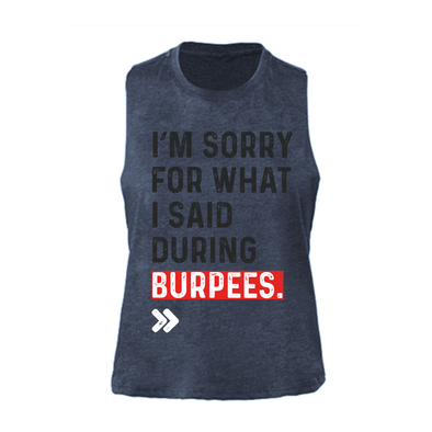 Curse - Burpees! - Crop Tank Navy Blue