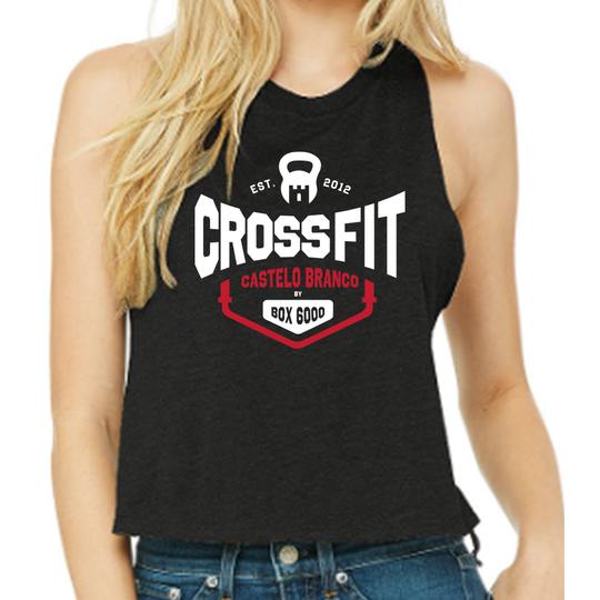 Racerback Crop Tank  Black- CrossFit Castelo Branco | Ladies Crop Tanks Black - CrossFit Castelo Branco