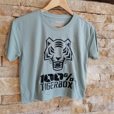Crop T-shirt 100% Tiger Box - Acqua green