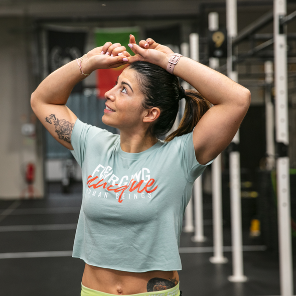 Forging Unique Human Beings Crop T-shirt  - CrossFit Leiria - Green