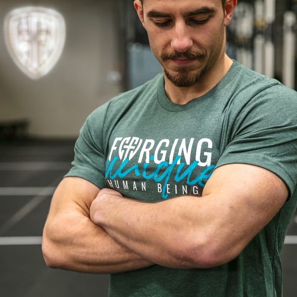 Forging Unique Human Beings - T-Shirt CrossFit Leiria - Forest Green
