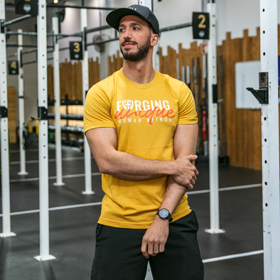 Forging Unique Human Beings - T-Shirt CrossFit Leiria - Mostarda