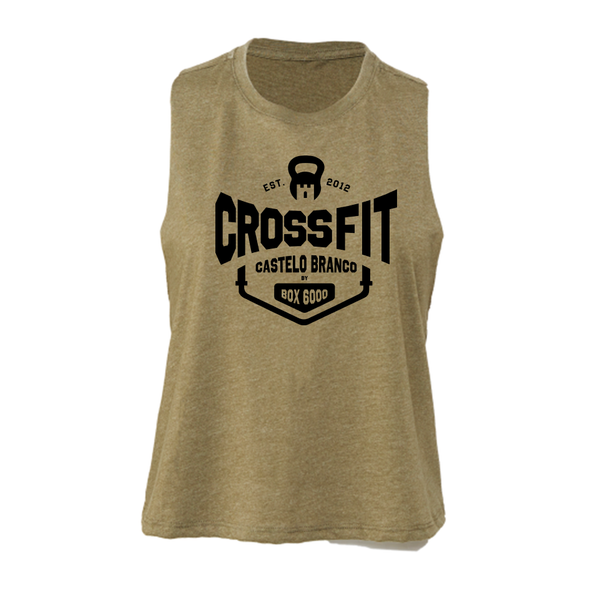 Racerback Crop Tank  Army Green CrossFit Castelo Branco | Ladies Crop Tanks Army Green - CrossFit Castelo Branco