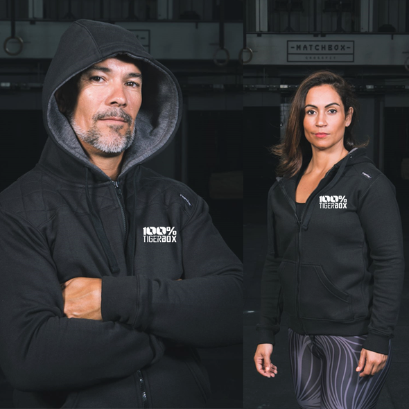 Casacos Unissexo Black- Tiger Box | Black Unisex Zip-Up hoodies-100% Tiger Box