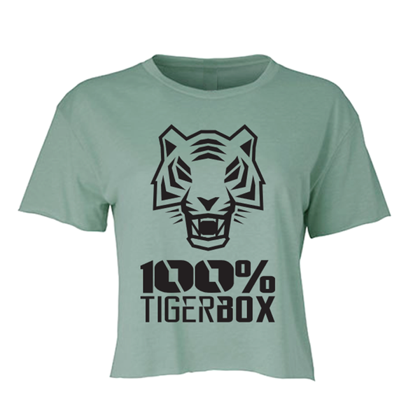 Crop T-shirt 100% Tiger Box - Acqua green