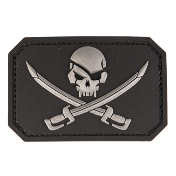 Black PVC Pirate Skull with swords 3D Patch